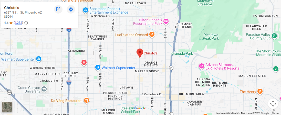 Map showing Christo's location in Phoenix